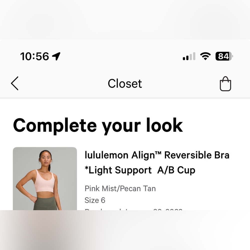 Lululemon align reversible pink and nude bra size 6